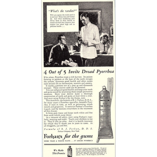 R.J. Forhan DDS Forhans Formula for the Gums Ad 1927 AG3-6