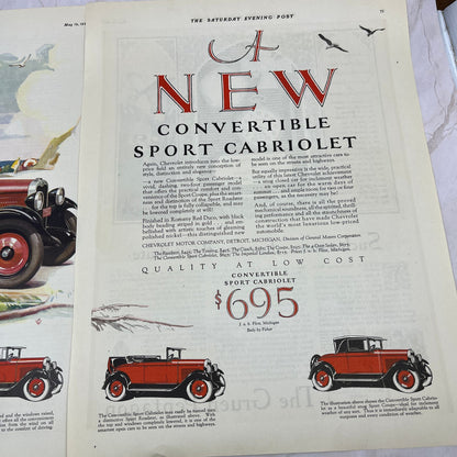 Chevrolet Sport Cabriolet Convertible 2 Pages 1928 Original Advertisement FL6-8
