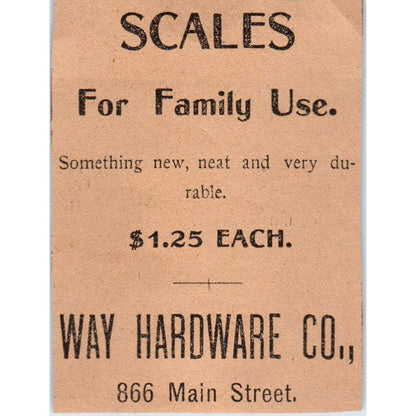 Way Hardware Co Family Scales Main St Hartford 1901 Newspaper Ad AD8-HS2