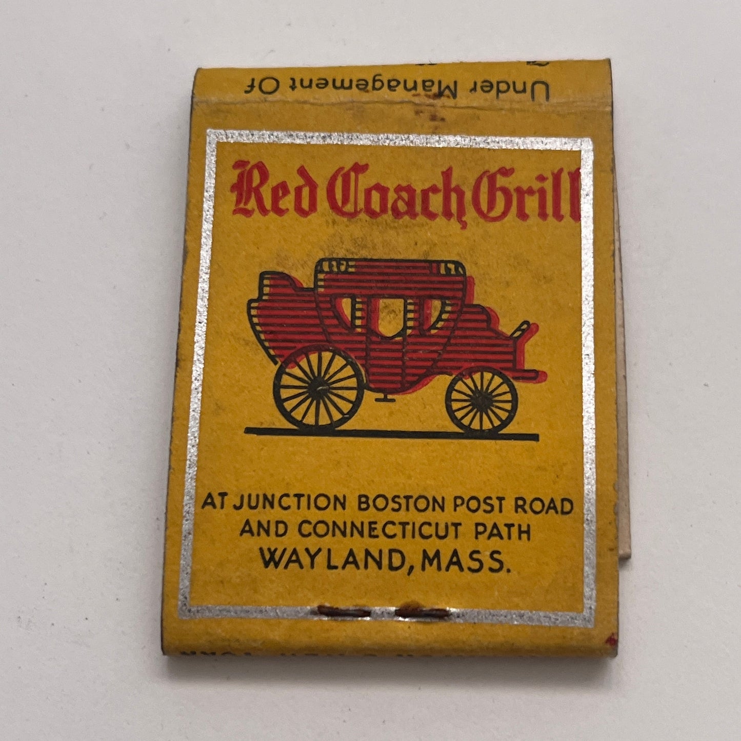 Fox & Hounds Club Boston, Red Coach Grill Wayland MA Matchbook Cover TB8-MB-7