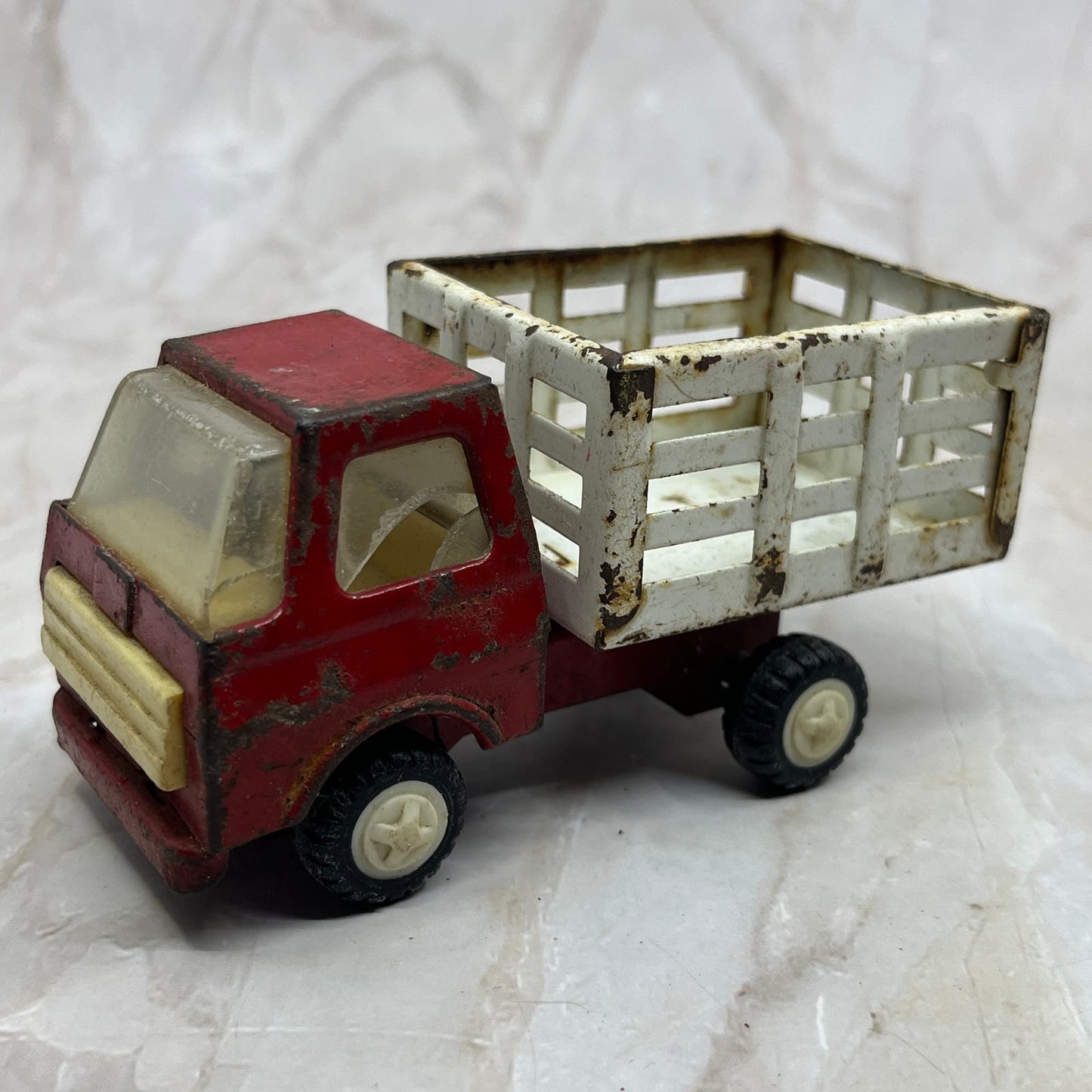 Vintage Cattle/Live Stock Pickup Farm Truck Pressed Steel Red Japan 4.25" TH5