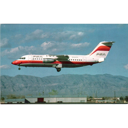 Pacific Southwest Airlines BAe 146-200A N352PS Vintage Postcard PC18