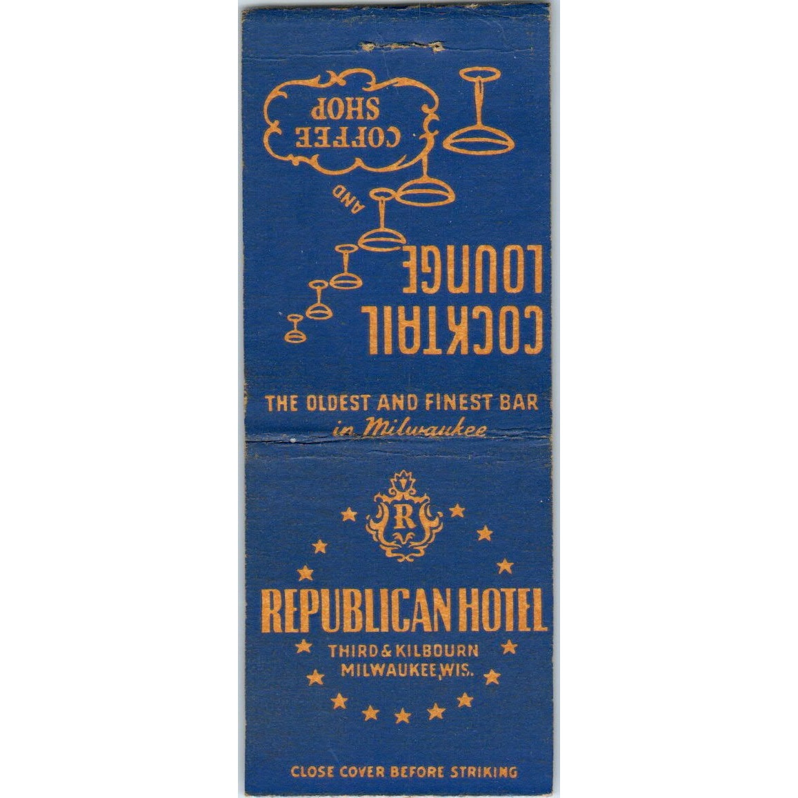 Republican Hotel Cocktail Lounge Coffee Shop Milwaukee Matchbook Cover SD2-Y14