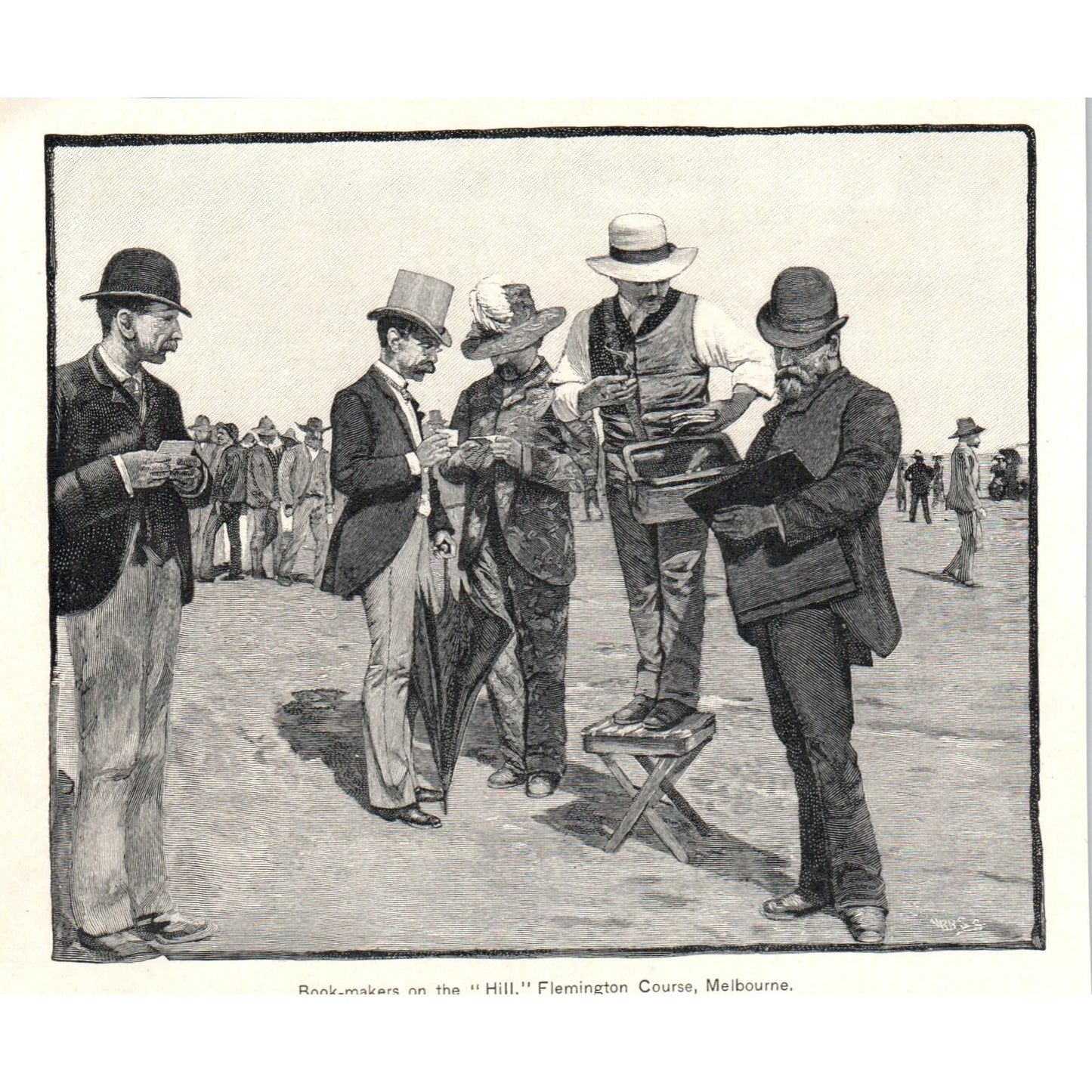 Book-Makers on the Hill Flemington Course Melbourne 1892 Magazine Print AB6-SM2