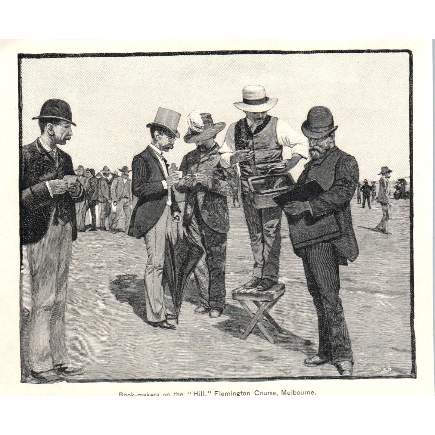 Book-Makers on the Hill Flemington Course Melbourne 1892 Magazine Print AK5-H8