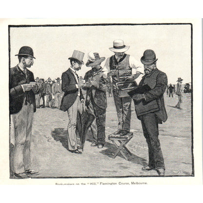 Book-Makers on the Hill Flemington Course Melbourne 1892 Magazine Print AK5-H8