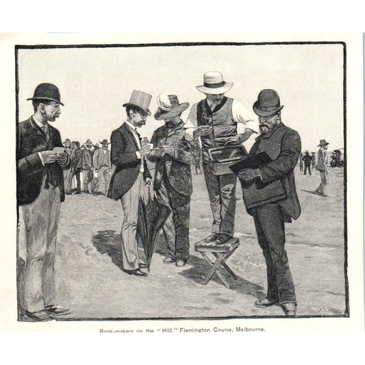 Book-Makers on the Hill Flemington Course Melbourne 1892 Magazine Print AK5-H8