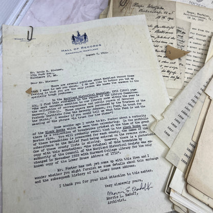 c1920-40s Huge Genealogy Lot of Documents Baltimore Maryland Area TA9