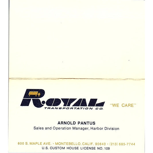 Royal Transportation Co Arnold Pantus Montebello CA Vintage Business Card SB4-B6