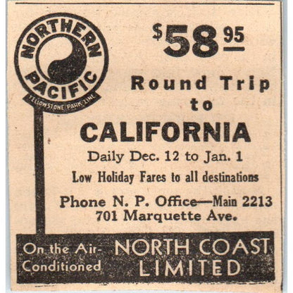 Northern Pacific North Coast Limited 1935 Minneapolis Journal Ad AE7-H2
