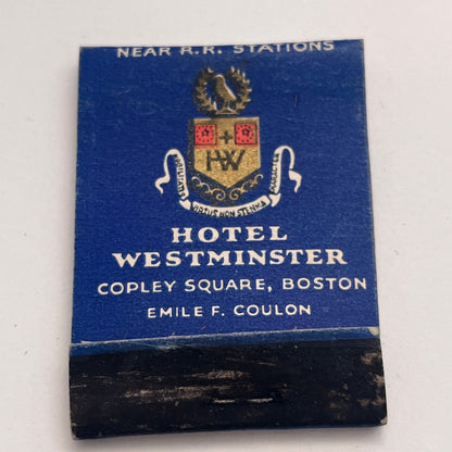 Hotel Westminster Copley Square Boston Emile F Coulon Matchbook Cover TB8-MB-7