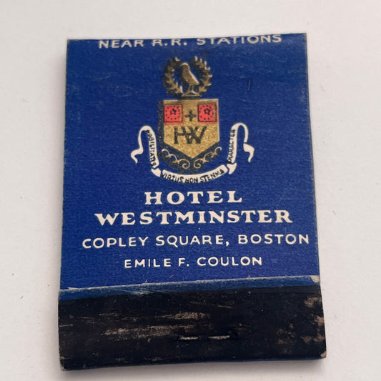 Hotel Westminster Copley Square Boston Emile F Coulon Matchbook Cover TB8-MB-7