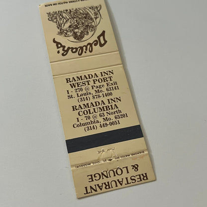Delilah's Ramada Inn West Port Columbia MO Vintage Matchbook Cover TB6-MB2-5