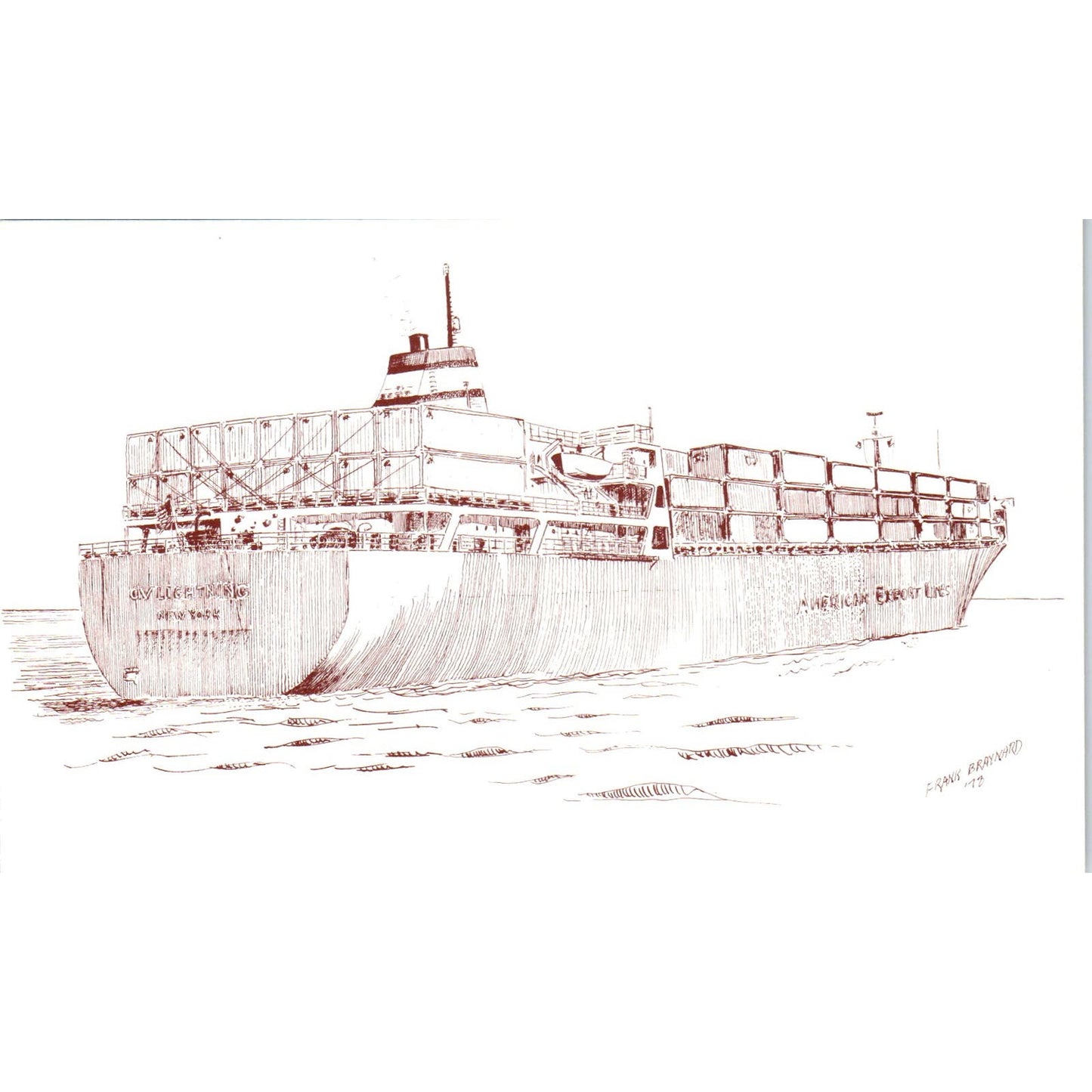 Lightning Built for American Export Lines Ship Barge Vintage Postcard PC17