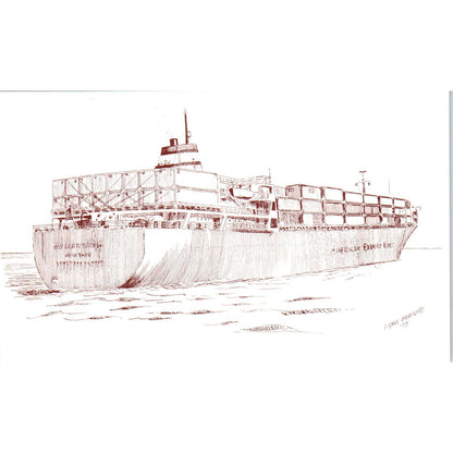 Lightning Built for American Export Lines Ship Barge Vintage Postcard PC17