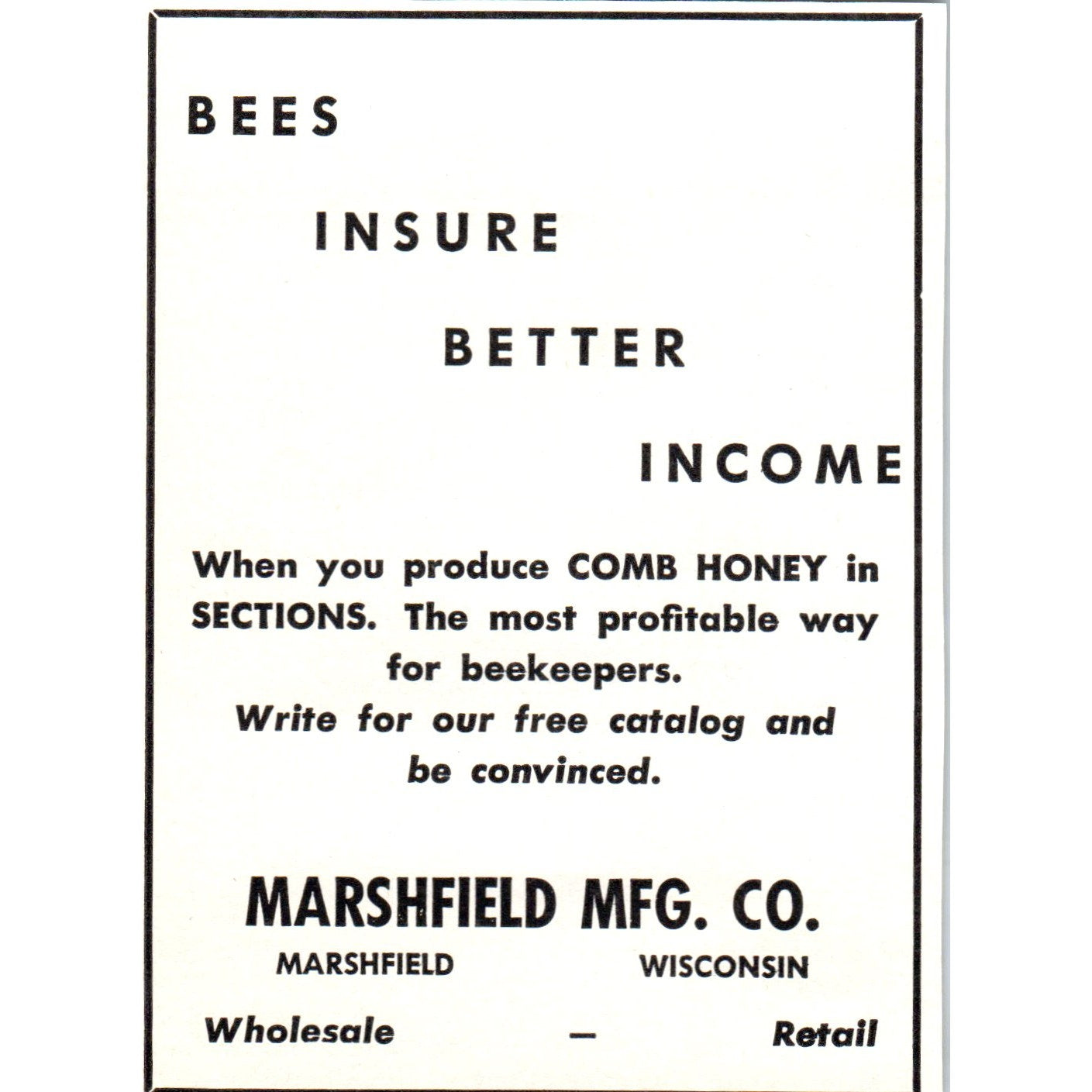 Marshfield Mfg Co Beekeeping Marshfield WI 1961 Magazine Ad AB6-LB