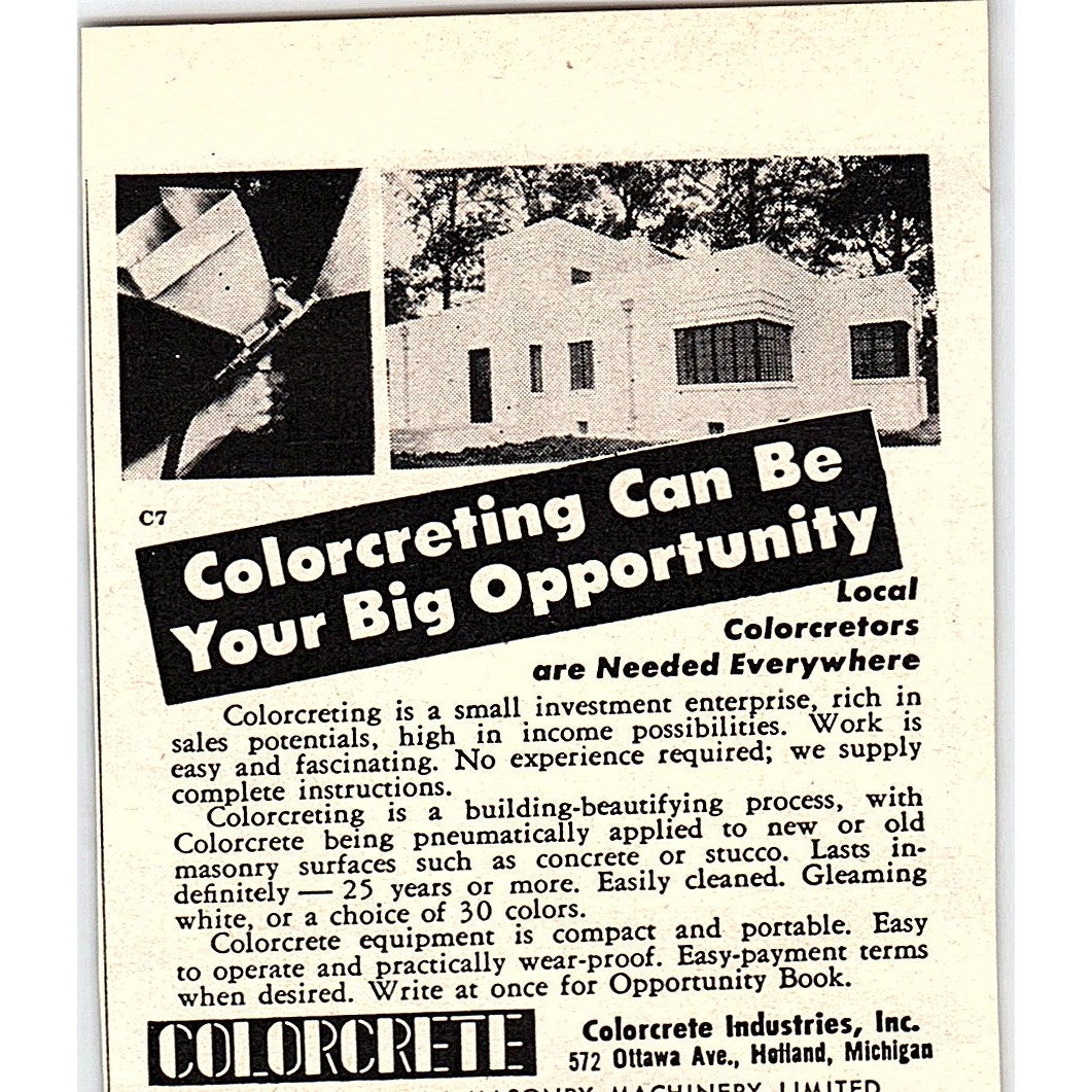 Colorcrete Industries Inc Holland Michigan 1955 Ad AF9-M4