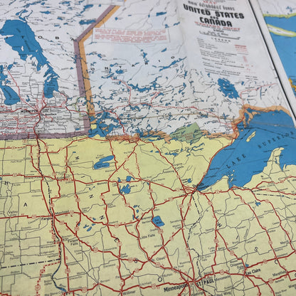 1950 Main Automobile Routes Between United States and Canada Fold Out Map L4-3