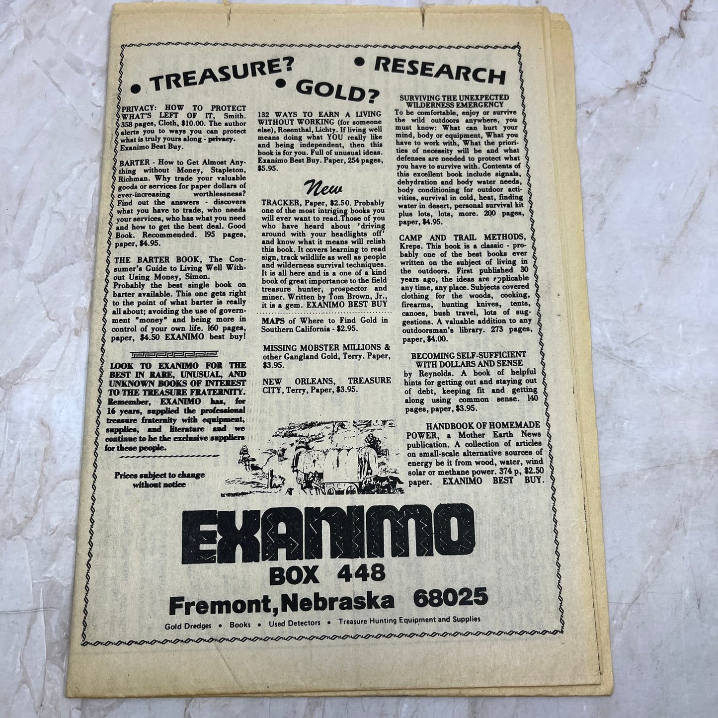1980 - Exanimo Treasure Hunting Catalog Fremont Nebraska M11