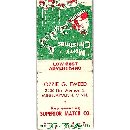 Ozzie G Tweed Minneapolis Superior Match Christmas Santa Matchbook Cover SC7-Y1