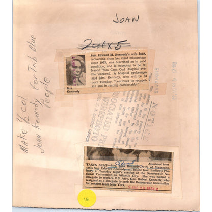 Mrs. Edward Kennedy & Endicott Peabody at DNC 1964 7x8 Original Press Photo D1-P