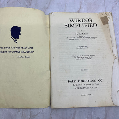 Wiring Simplified H.P. Richter 1954 Electrical Code Wiring 25th Ed. Manual TG9