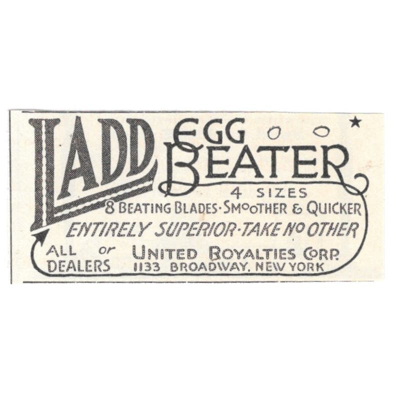 Ladd Egg Beater United Royalties Corp NY 1924 Magazine Ad AF7-SS4