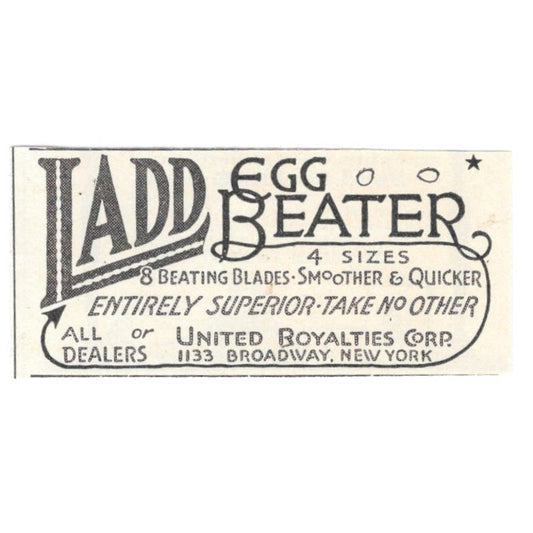 Ladd Egg Beater United Royalties Corp NY 1924 Magazine Ad AF7-SS4