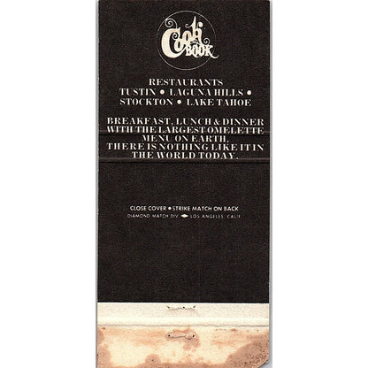 Cook Book Restaurants Tustin Laguna Hills Stockton Vintage Matchbook TB6-MB2-8