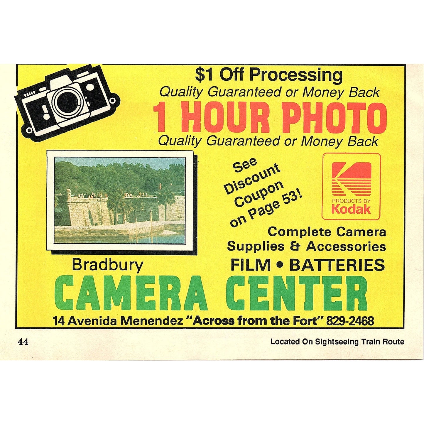 Bradbury Camera Center St. Augustine FL 1989 Ad AF9-12