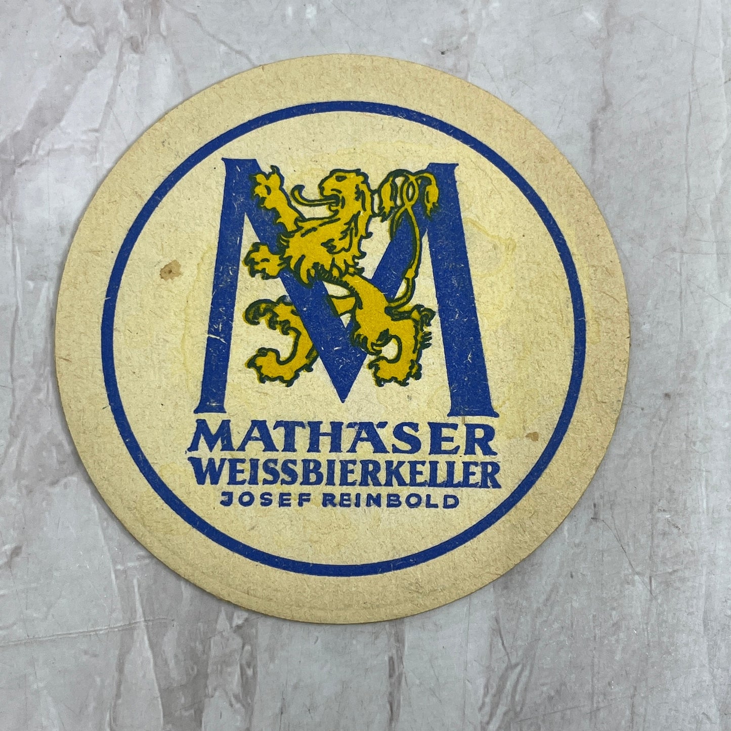 Vintage Mathaser Weissbierkeller Josef Reinbold Löwenbräu Beer Coaster TJ5-CO1