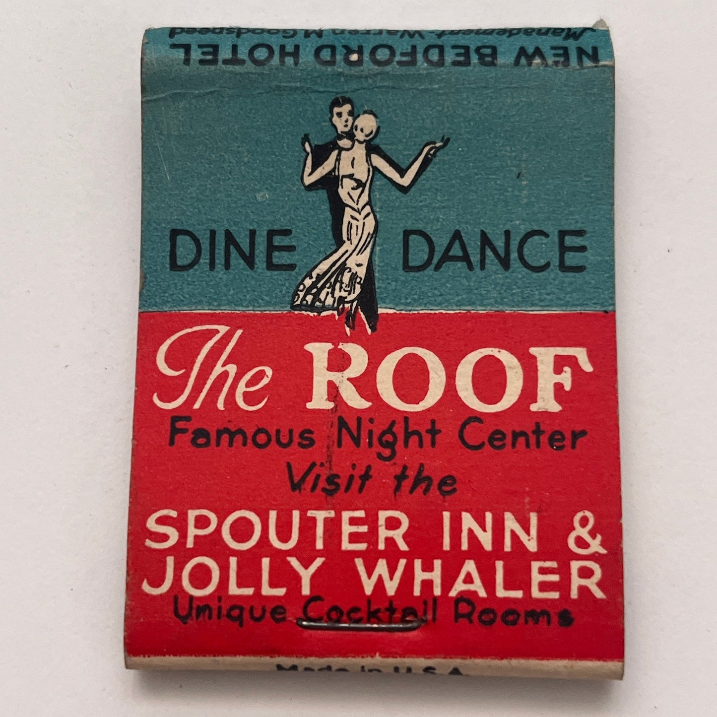 The Roof Night Center Spouter Inn Jolly Whaler Vintage Matchbook Cover TB8-MB-5