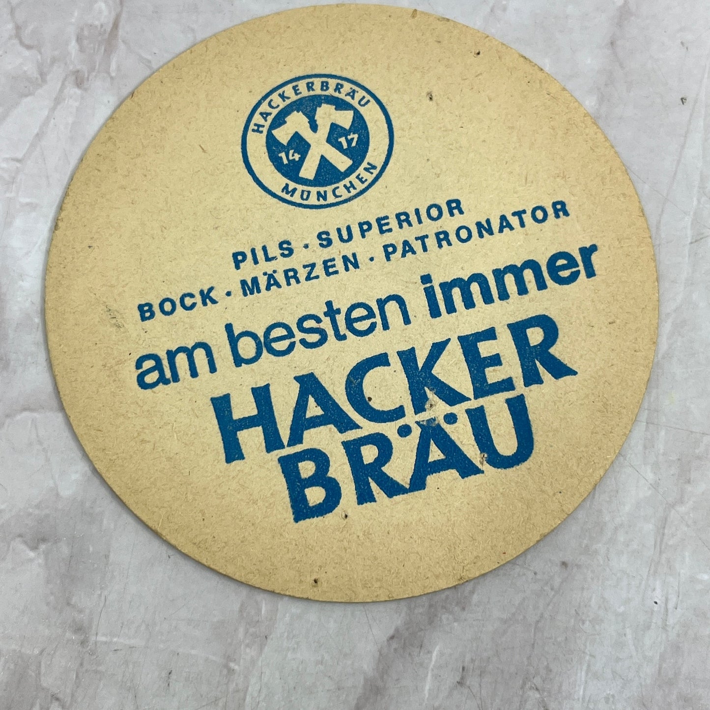 Vintage Hackerbräu München German Beer Coaster Blue & Black TJ5-CO1