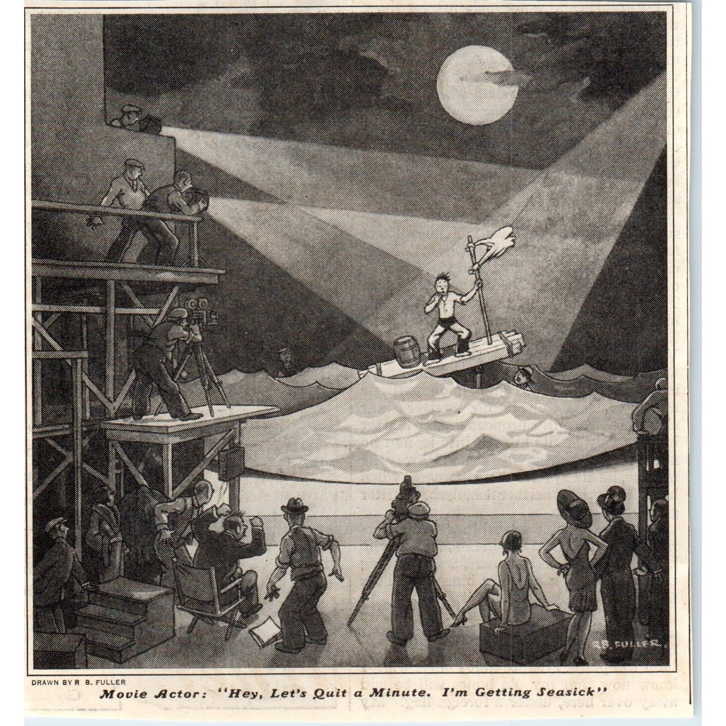 Movie Actor Getting Seasick R.B. Fuller 1928 Original Magazine Cartoon AE5-SSE