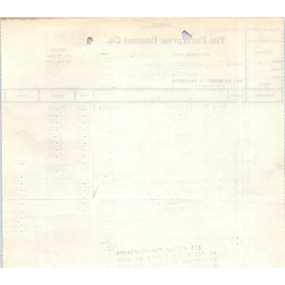 1907 The Enterprise Enamel Co Bellaire OH Letterhead Billhead Receipt D11