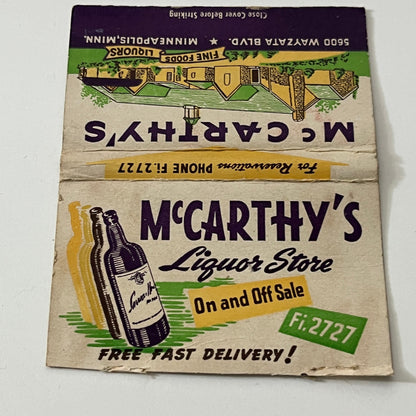 McCarthy's Liquor Store 5600 Wayzata Blvd Minneapolis Matchbook TB6-MB1-12