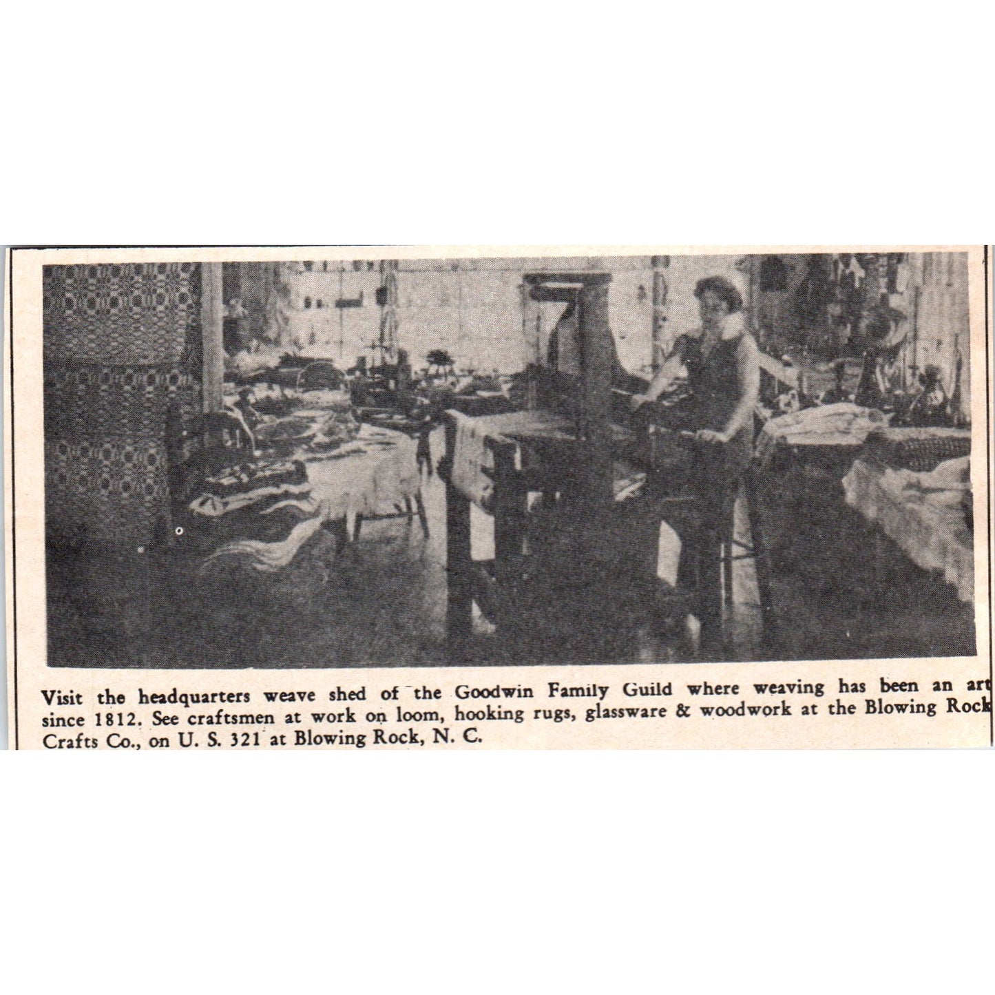Goodwin Family Guild Weave Shed Blowing Rock NC 1973 Magazine Ad AD8-B9