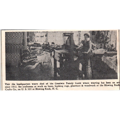 Goodwin Family Guild Weave Shed Blowing Rock NC 1973 Magazine Ad AD8-B9