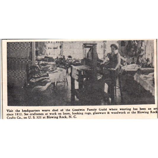 Goodwin Family Guild Weave Shed Blowing Rock NC 1973 Magazine Ad AD8-B9