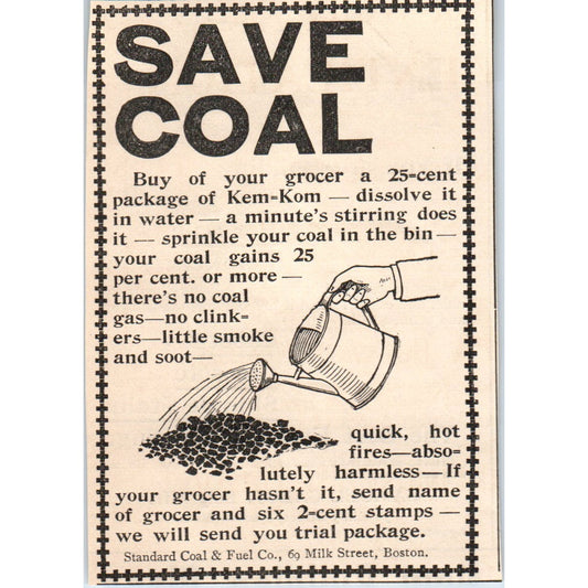 Coal Saver Standard Coal & Fuel Co Boston 1892 Magazine Ad AK6-M1