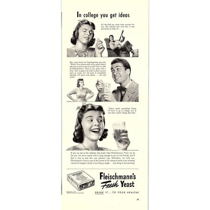 Fleischmann's Fresh Yeast - Drink It To Your Health 1940 Ad V14-8