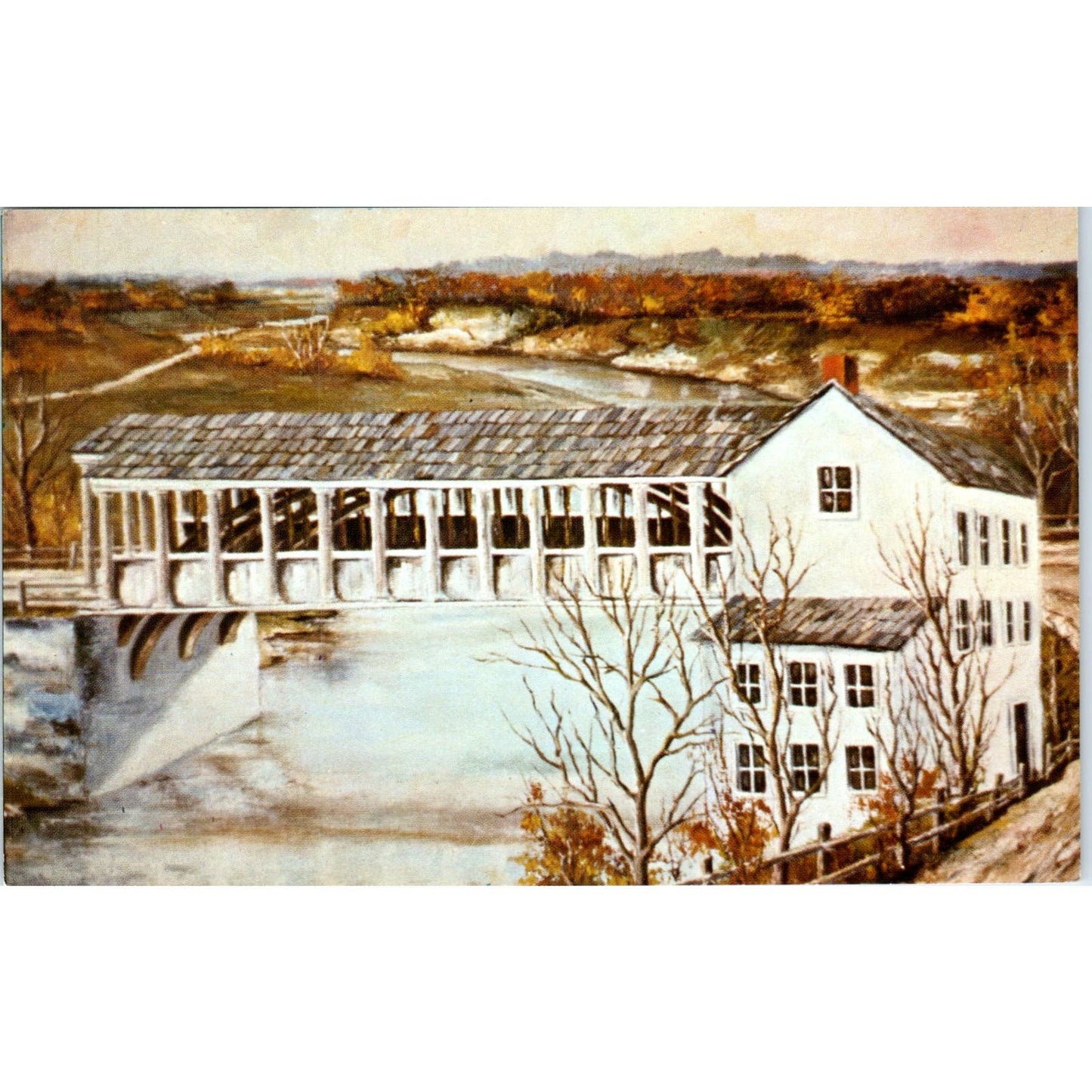 Old National Road Bridge Richmond IN Vintage Covered Bridge Postcard PC16