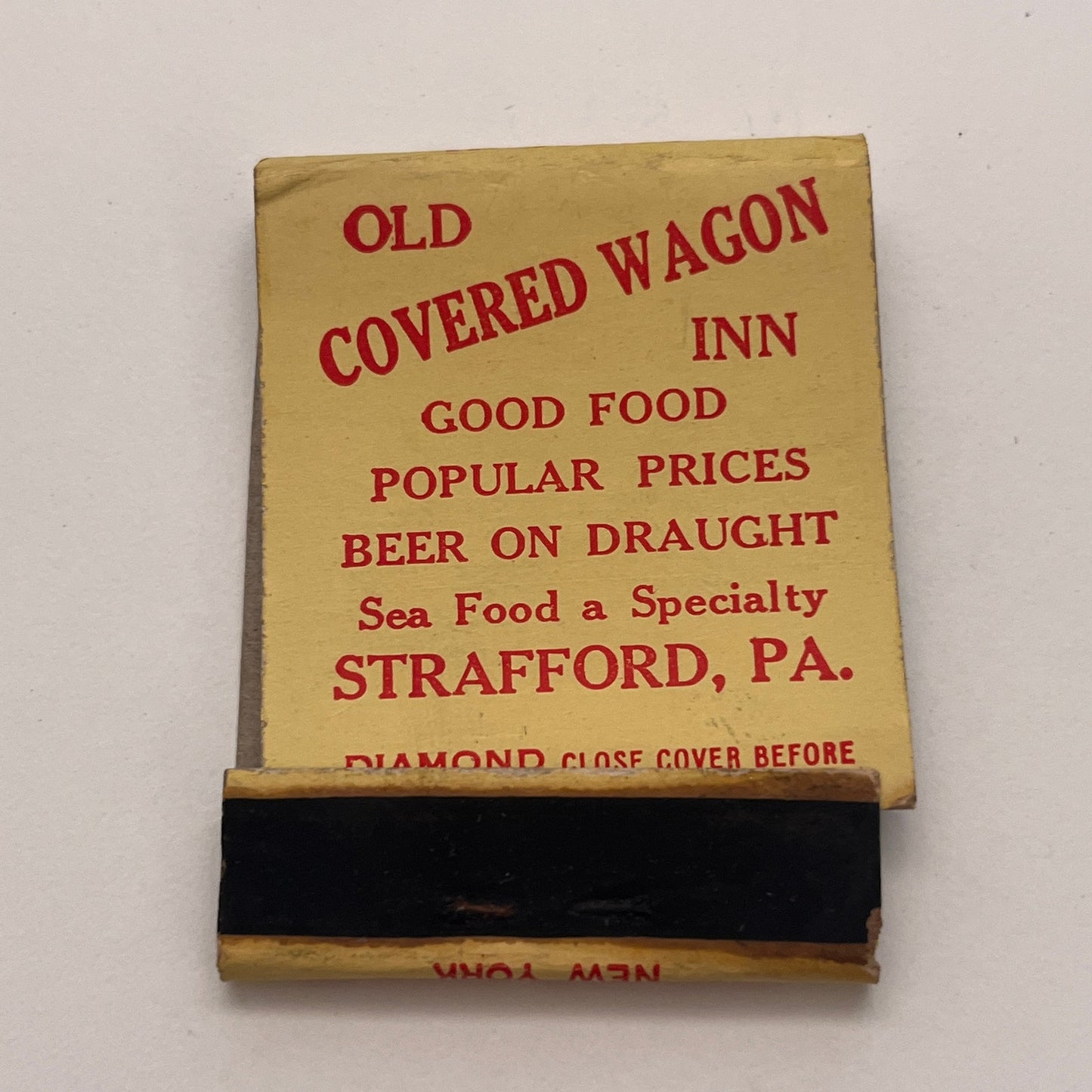 Old Covered Wagon Inn Strafford PA Vintage Matchbook Cover TB8-MB-5