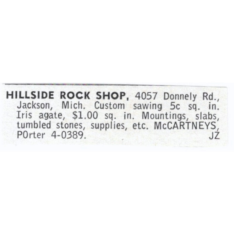 Hillside Rock Shop Jackson Michigan 1964 Magazine Ad AB6-LJS9