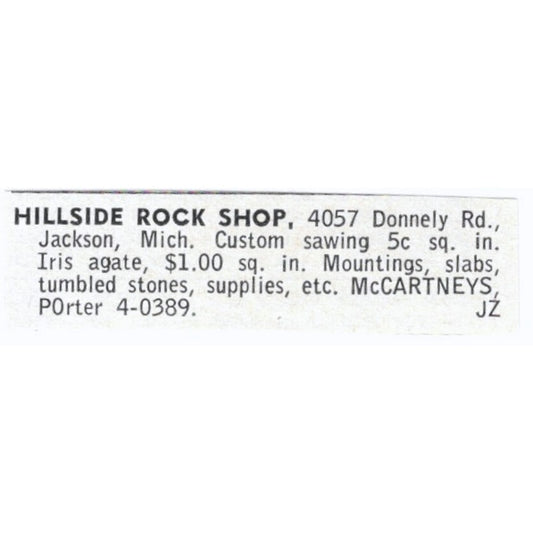 Hillside Rock Shop Jackson Michigan 1964 Magazine Ad AB6-LJS9