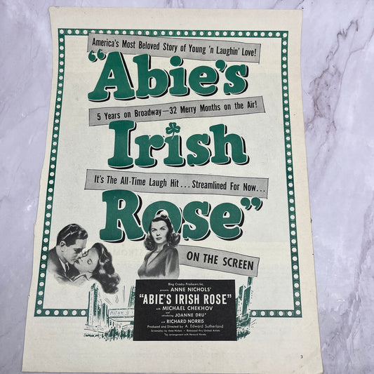 Abie's Irish Rose Anne Nichols Joanne Dru Richard Norris Vintage Ad 10x13 V17
