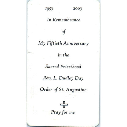 Rev L. Dudley Day Order of St. Augustine 50th Anniversary Vintage Card TH2-PC1