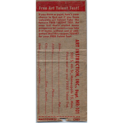 Free Art Talent Test Vintage Matchbook Cover SD2-Y5