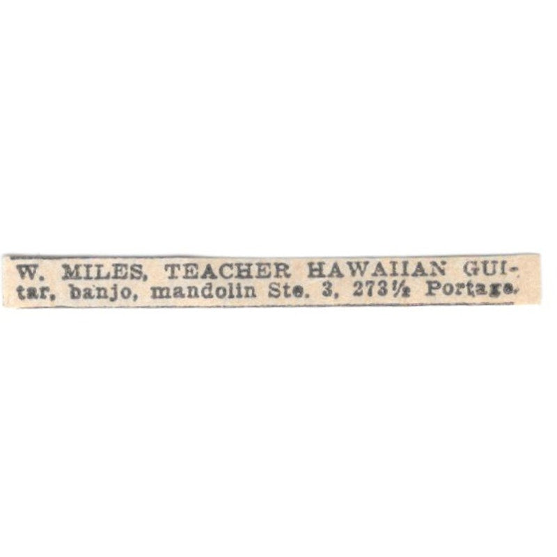W. Miles Teacher Hawaiian Guitar Banjo Portage Winnipeg 1920 Ad AG2-S10