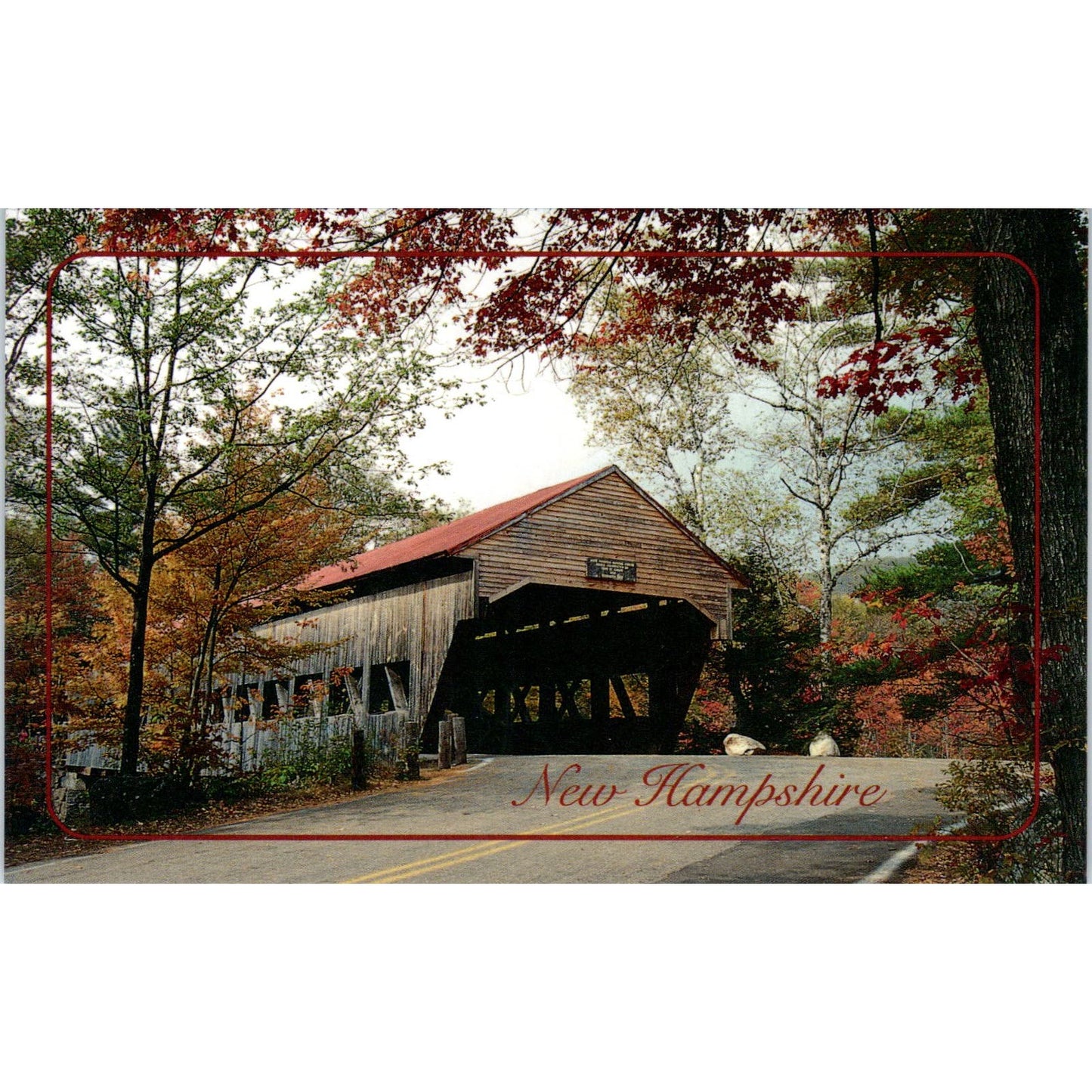 Albany Bridge Swift River Kancamagus Hwy NH Vintage Covered Bridge Postcard PD3